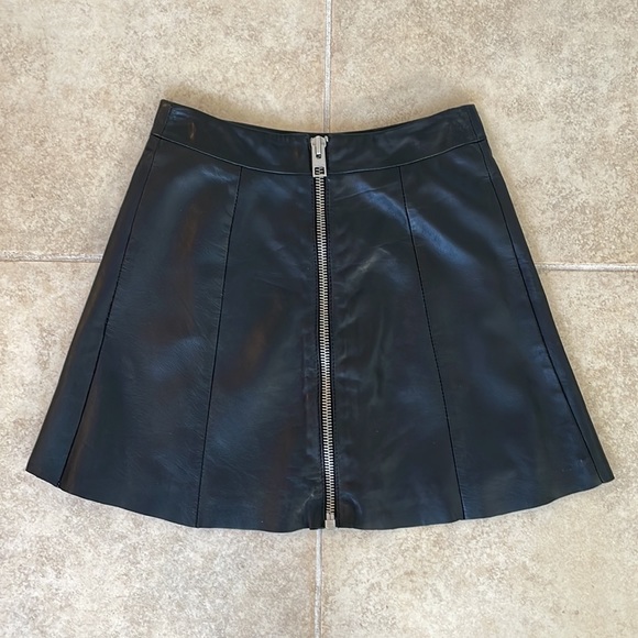 AllSaints Leather Skater Skirt - Picture 2 of 4